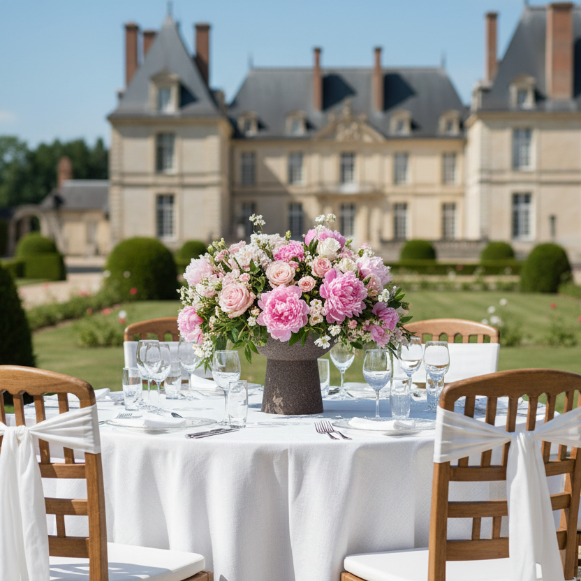 Coupe brun anthracite - mariage château jardin