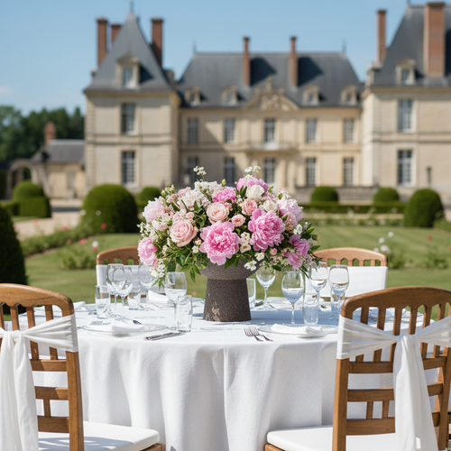 Coupe brun anthracite - mariage château jardin