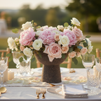 Coupe brun anthracite - mise en situation fleurs roses et blanches